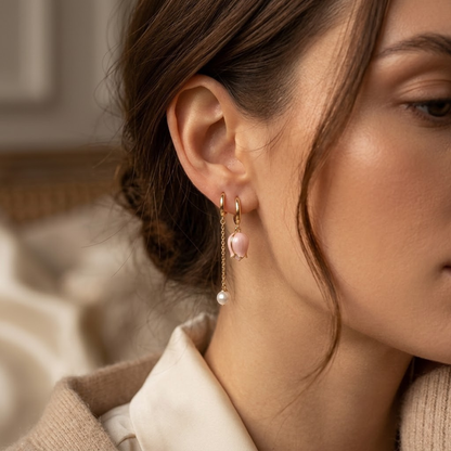 Gold Floral Pearl Drop Earrings by Rose & Oliver - product image 2