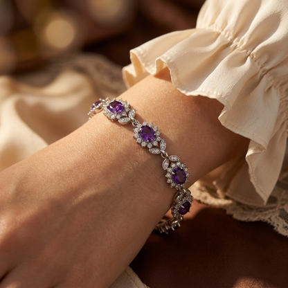 Silver Amethyst Floral Bracelet by Rose & Oliver - product image 2