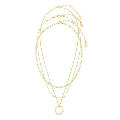 Circa™ | Gold Open Circle Three Row Necklace by Rose & Oliver - product image 2