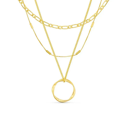 Circa™ | Gold Open Circle Three Row Necklace by Rose & Oliver - product image 1