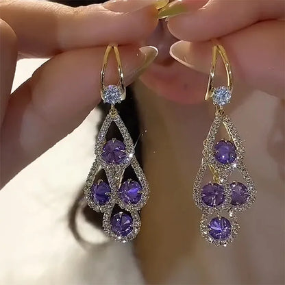 Purple Crystal Drop Earrings by Rose & Oliver - product image 1